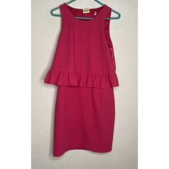 NWOT Trina Turk Pink Kayleen Crepe Ruffle Cross Back Mini Dress Women Size 8 - Picture 1 of 13